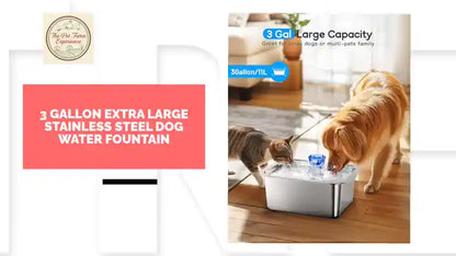 3 Gallon Extra Large Stainless Steel Dog Water Fountain by@Outfy